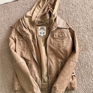 By Johnny  Brown Hooded leather Jacket